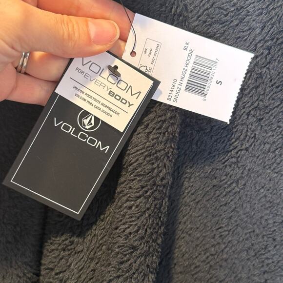 Volcom Black Hooded Teddy Jacket with Ribbed Cuffs Size Small - Picture 4 of 4